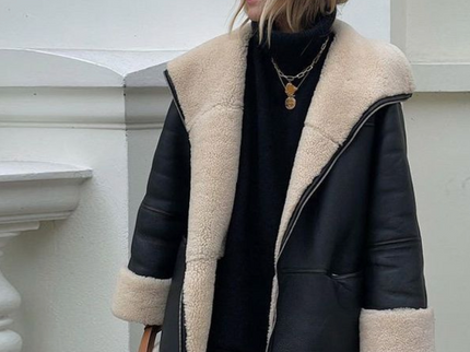 Lederjacke mit Teddyfutter für Damen