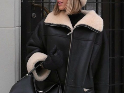 Lederjacke mit Teddyfutter für Damen
