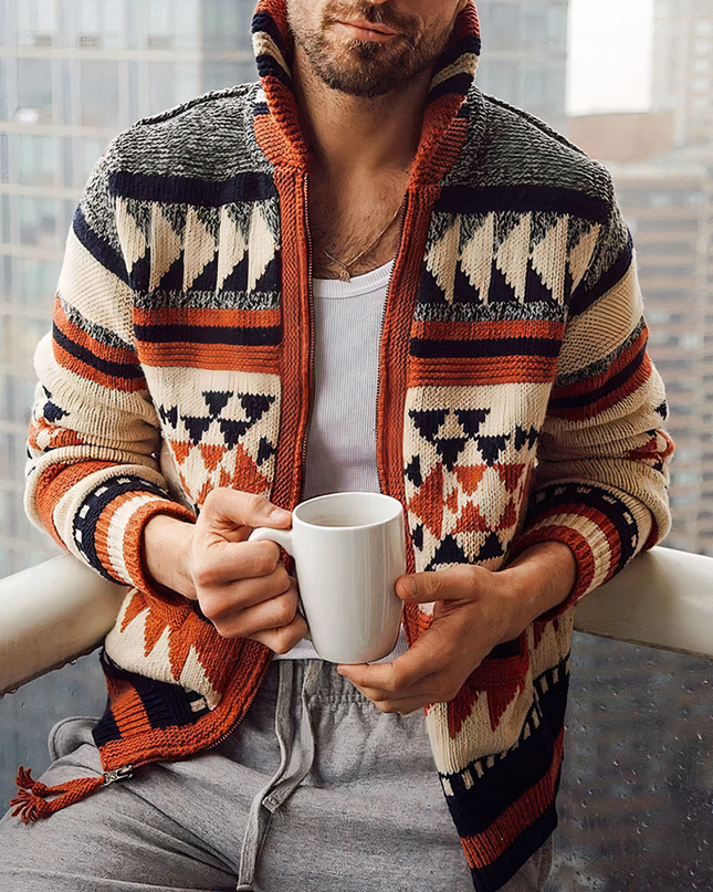 Elegante Jacquard-Strickjacke für Herren - Virgil