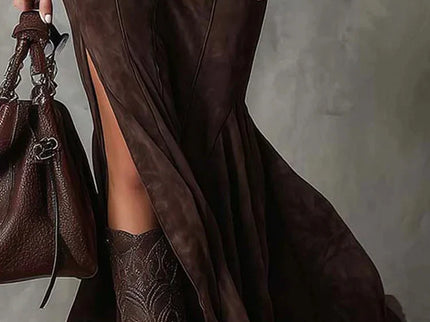 Kyara - Braunes Kleid mit Reißverschluss
