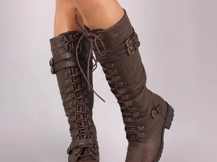 Lulu - Vintage-inspirierte Schnürstiefel mit modischer Schnallenverzierung