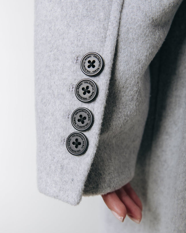 Zania Wollmantel | Hellgrau meliert