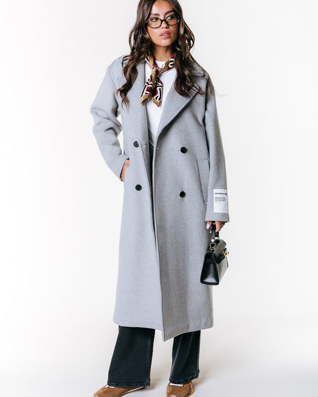 Zania Wollmantel | Hellgrau meliert