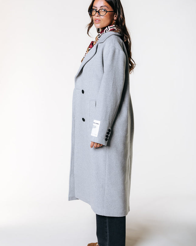 Zania Wollmantel | Hellgrau meliert