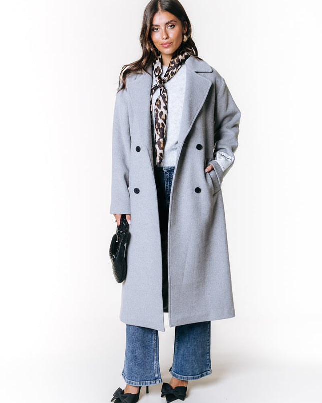 Zania Wollmantel | Hellgrau meliert