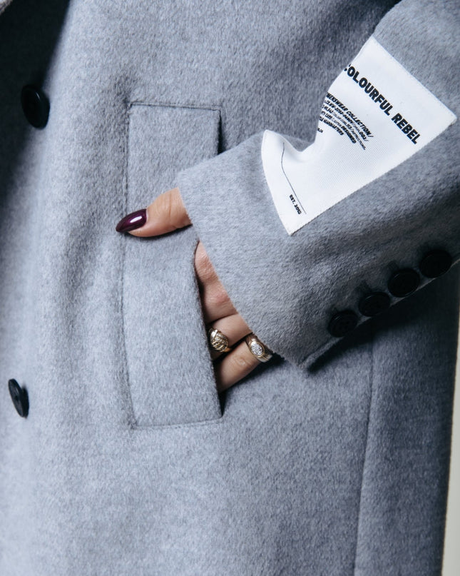 Zania Wollmantel | Hellgrau meliert