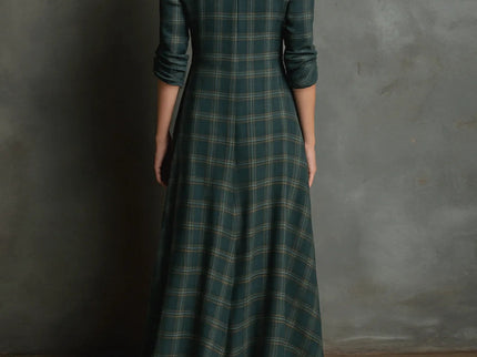 Devine™ - Langes Kleid mit Grünem Karomuster