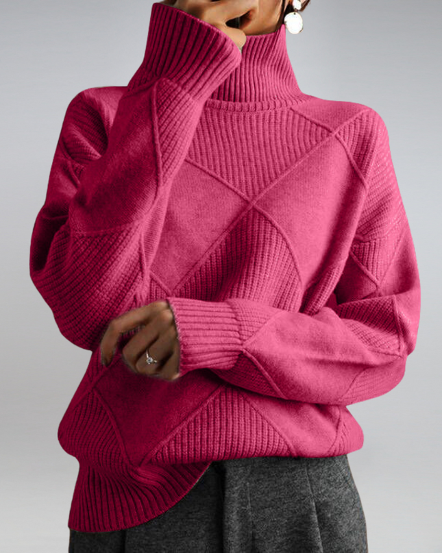 Gemütlicher geometrischer Strickpullover mit Rollkragen