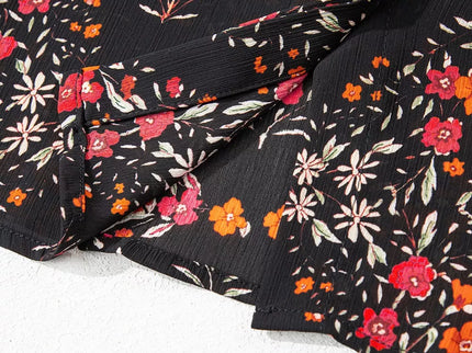 Vintage-Blumenmuster-Hemd mit Knöpfen