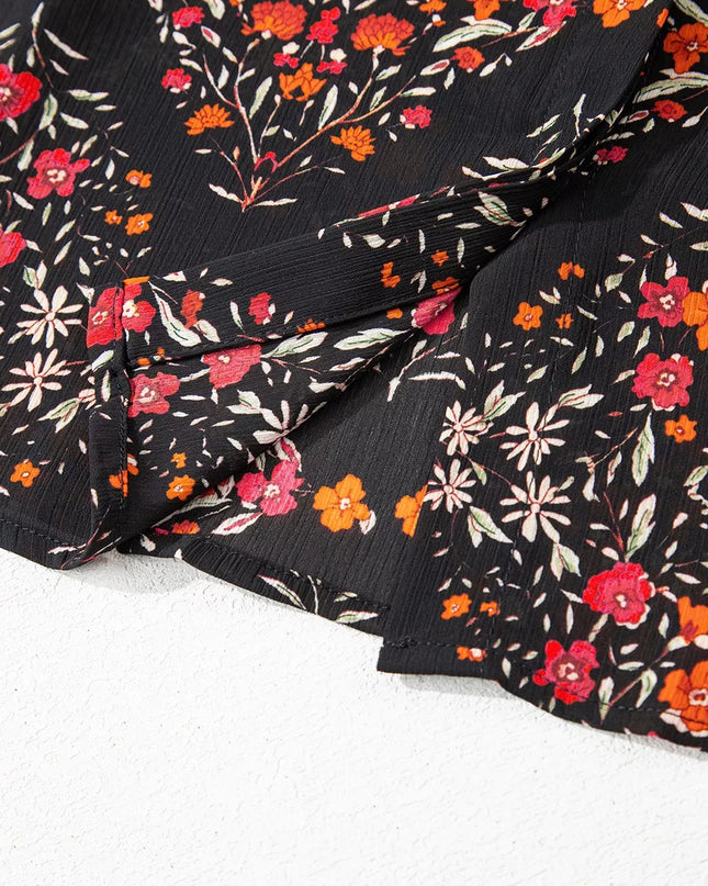 Vintage-Blumenmuster-Hemd mit Knöpfen