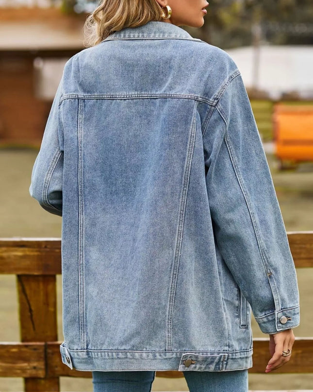 Lidi - Button Down Jeansjacke aus gewaschenem Denim
