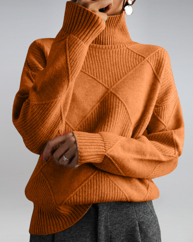 Gemütlicher geometrischer Strickpullover mit Rollkragen