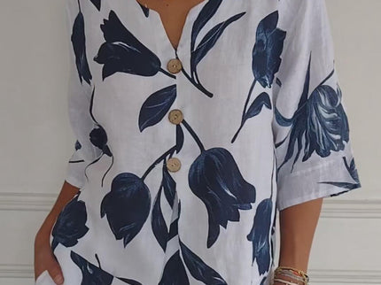 Lara | Blumen V-Ausschnitt Bluse