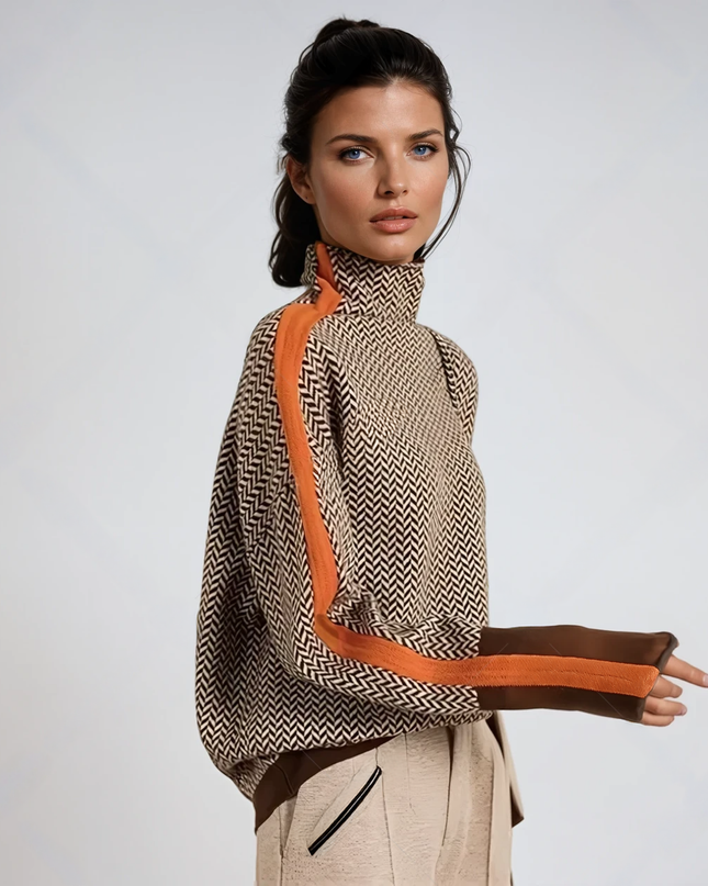 Malou™ | Rollkragenpullover mit auffälligen Kontraststreifen