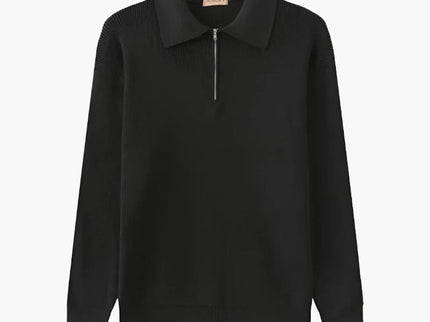 Aaron | Cozy halbem Reißverschluss Herren Gerippt Strickpullover mit Polokragen