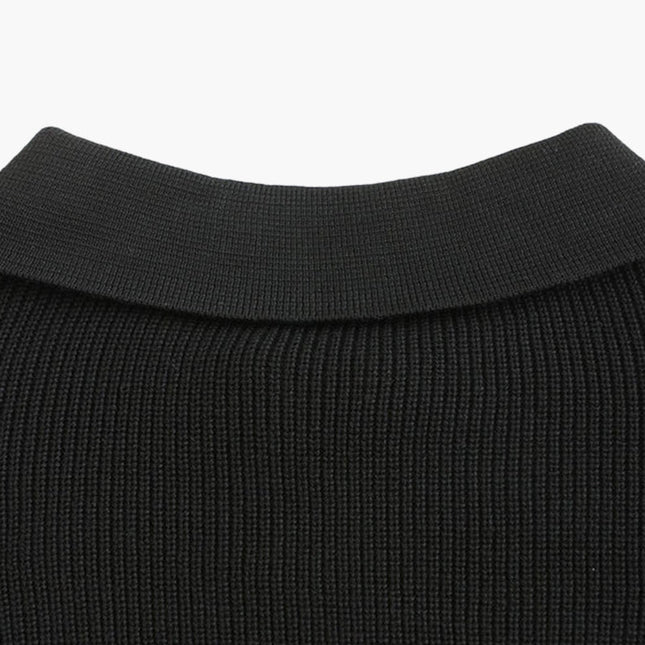 Aaron | Cozy halbem Reißverschluss Herren Gerippt Strickpullover mit Polokragen