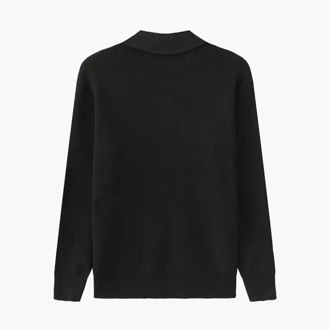 Aaron | Cozy halbem Reißverschluss Herren Gerippt Strickpullover mit Polokragen