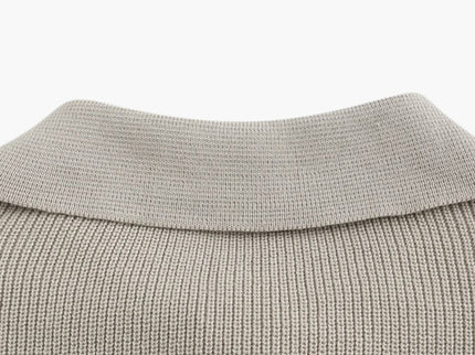 Aaron | Cozy halbem Reißverschluss Herren Gerippt Strickpullover mit Polokragen