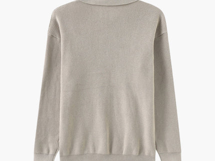 Aaron | Cozy halbem Reißverschluss Herren Gerippt Strickpullover mit Polokragen