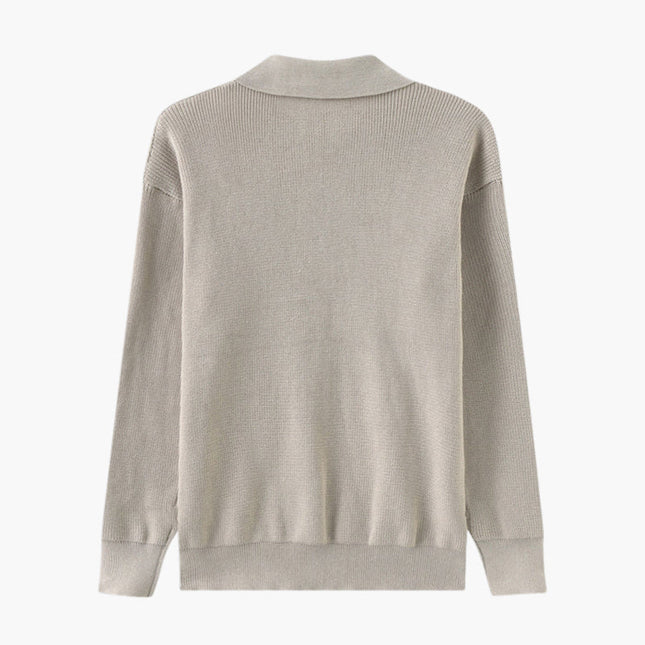 Aaron | Cozy halbem Reißverschluss Herren Gerippt Strickpullover mit Polokragen
