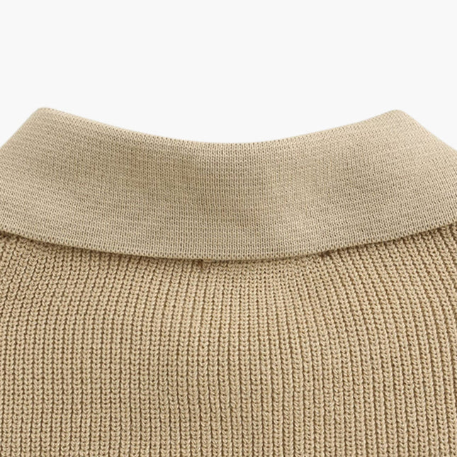 Aaron | Cozy halbem Reißverschluss Herren Gerippt Strickpullover mit Polokragen