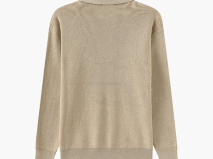 Aaron | Cozy halbem Reißverschluss Herren Gerippt Strickpullover mit Polokragen