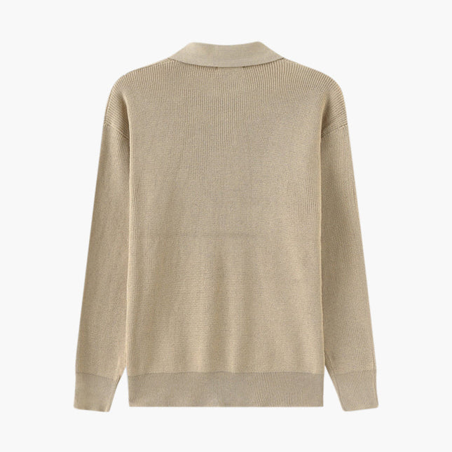 Aaron | Cozy halbem Reißverschluss Herren Gerippt Strickpullover mit Polokragen