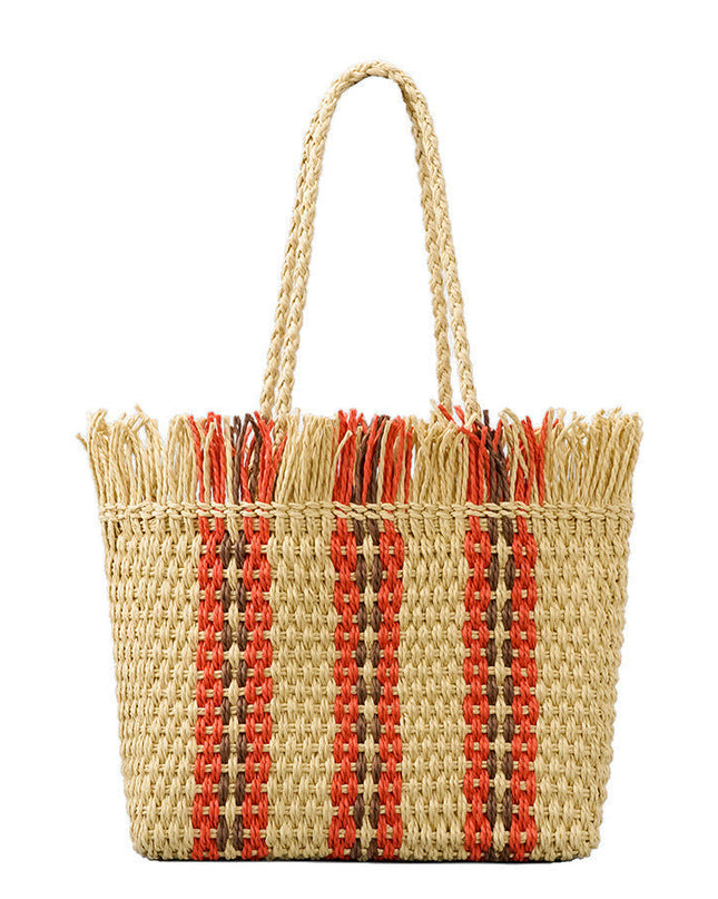 Strahlende Strandtasche aus handgewebten Materialien mit geräumigem Fassungsvermögen