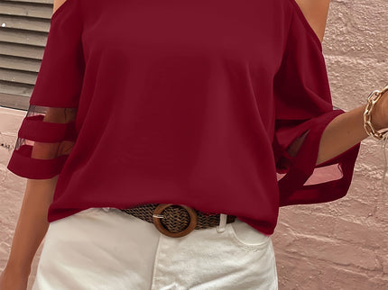 Melis | Off-Shoulder Bluse mit Tüll-Einsatz für Damen