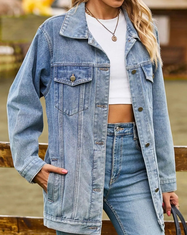 Lidi - Button Down Jeansjacke aus gewaschenem Denim
