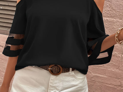 Melis | Off-Shoulder Bluse mit Tüll-Einsatz für Damen