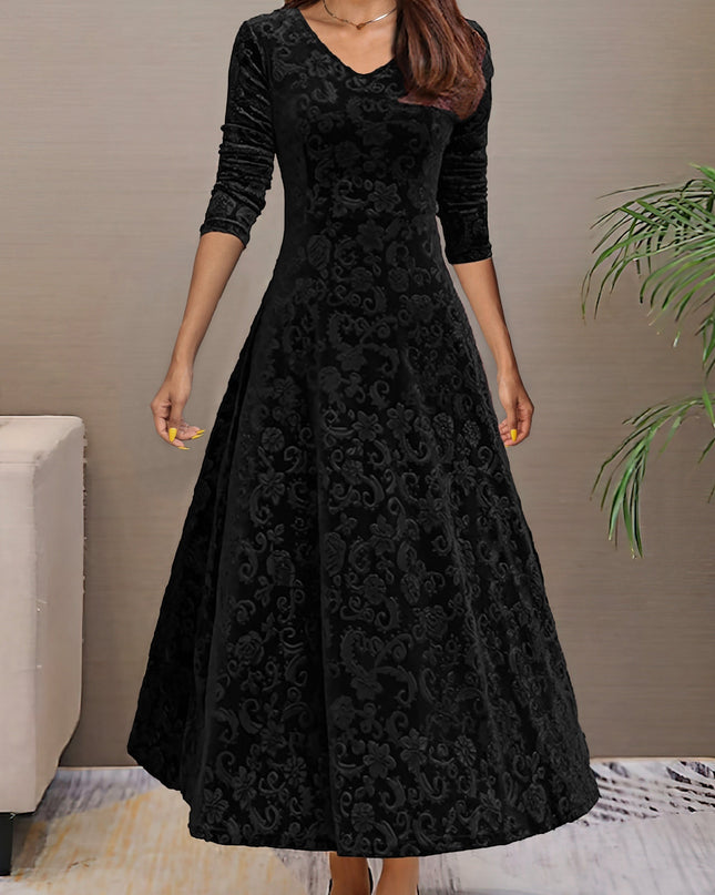 Anny™ - Elegantes Festkleid aus Samt mit V-Ausschnitt