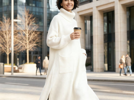 Glenda™ - Damen Oversize Strickkleid Rollkragen