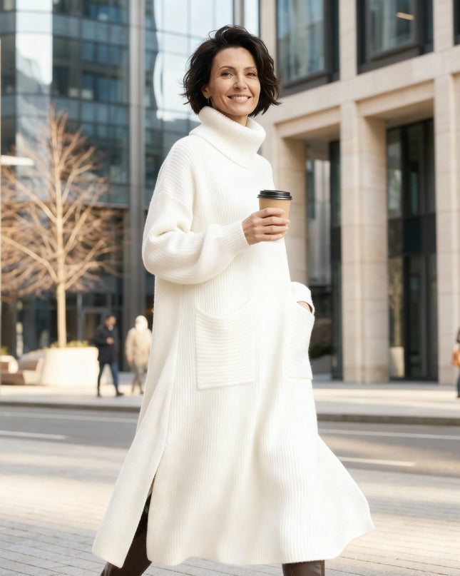 Glenda™ - Damen Oversize Strickkleid Rollkragen