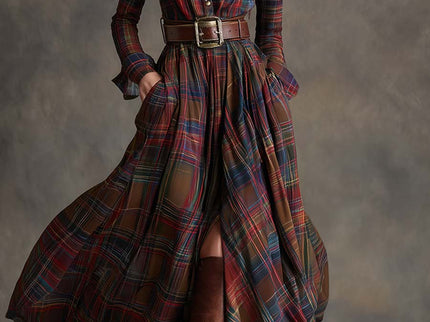 Giulietta – Maxikleid mit Karomuster und Gürtel