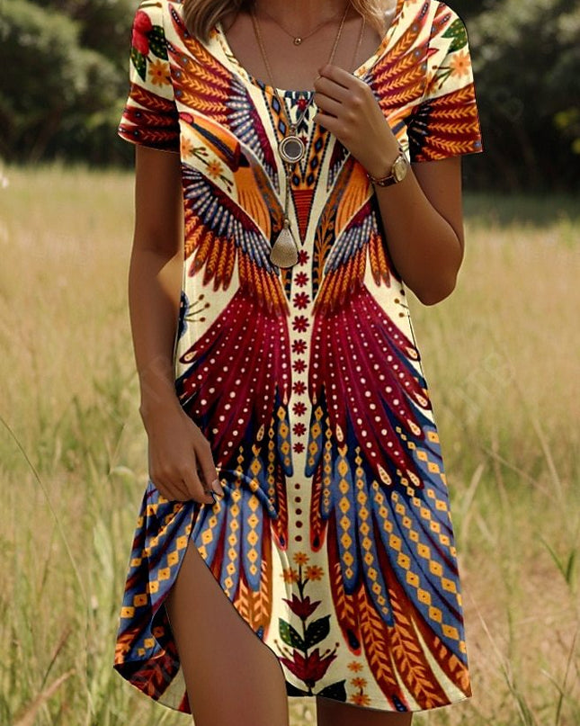Isla™ – Kleid mit Indisch-inspiriertem Print und Rundhalsausschnitt