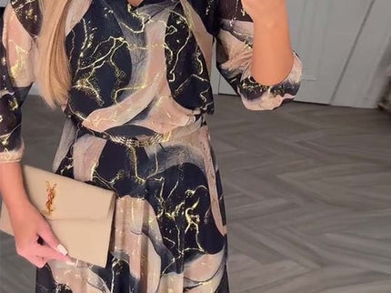 Verelle™ – Elegantes Kleid mit Print & Dreiviertelärmeln