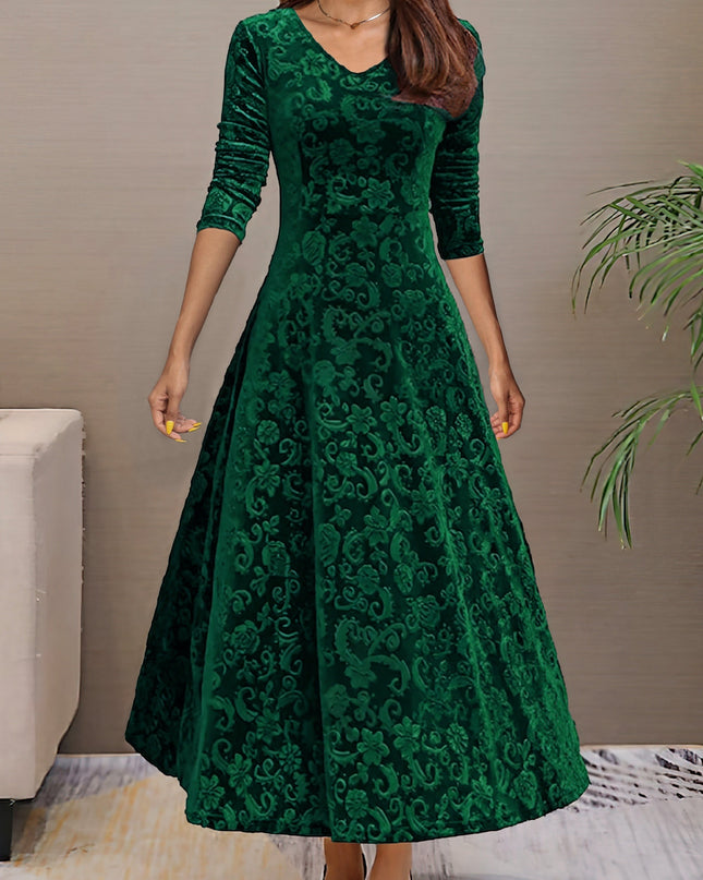 Anny™ - Elegantes Festkleid aus Samt mit V-Ausschnitt