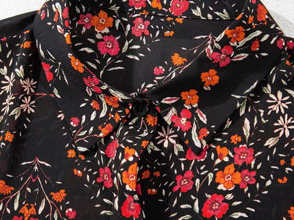 Vintage-Blumenmuster-Hemd mit Knöpfen