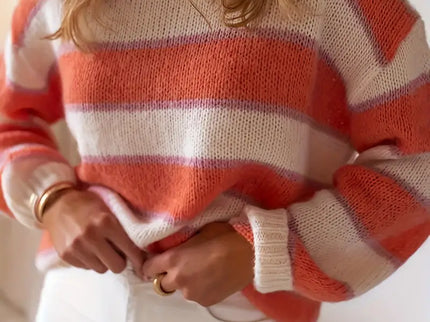 Gigi -Gestreifter Pullover in Blush