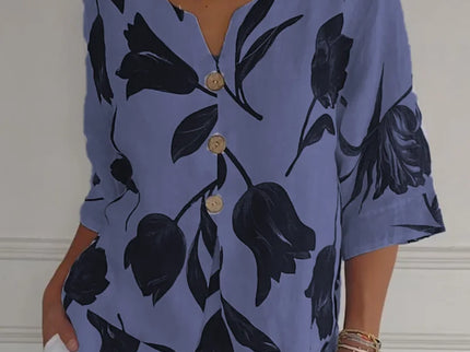 Lara | Blumen V-Ausschnitt Bluse