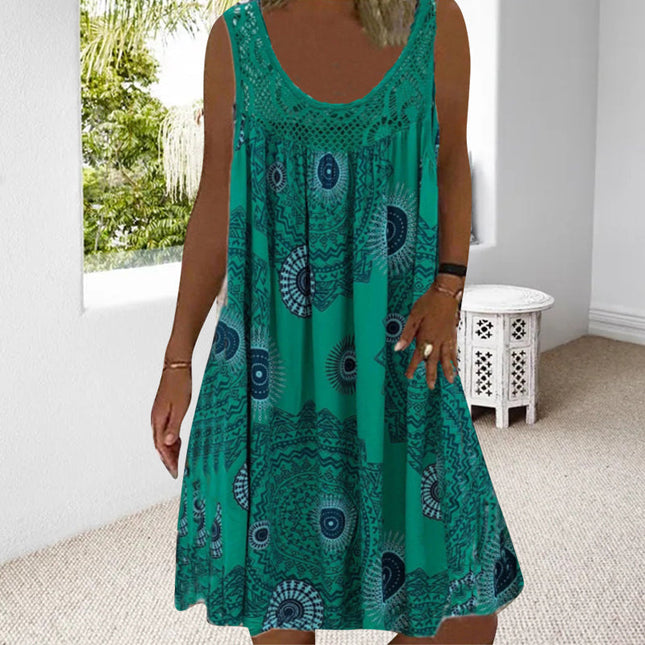 Breezia™ – Sommerliches Ärmelloses Kleid mit Print und Spitzendetails für Damen