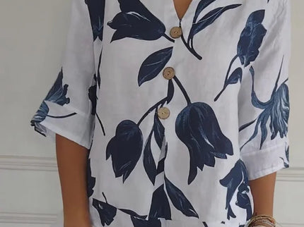 Lara | Blumen V-Ausschnitt Bluse