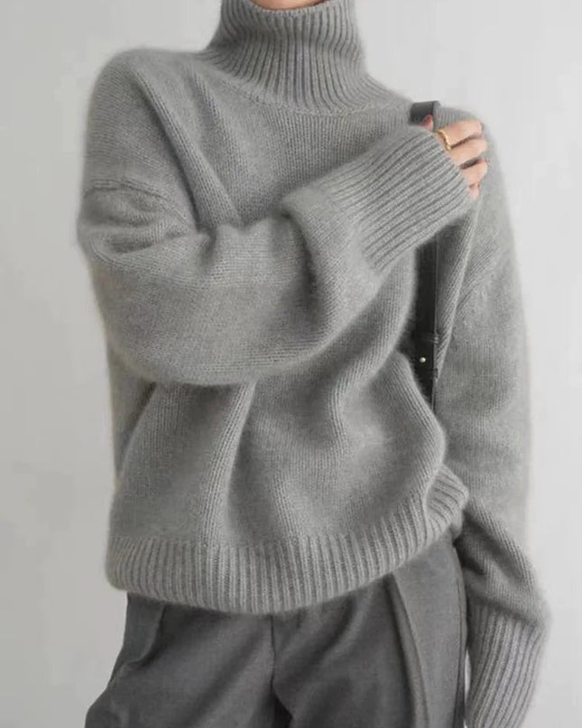 Gemütlicher weicher Strickpullover mit Rollkragen für herbstliche Schichten