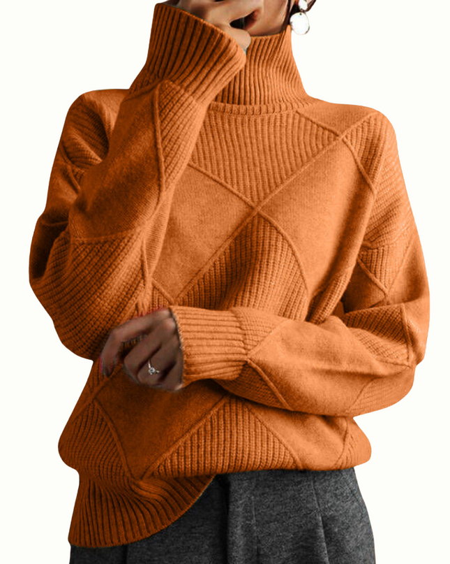 Gemütlicher geometrischer Strickpullover mit Rollkragen