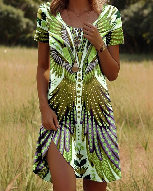 Isla™ – Kleid mit Indisch-inspiriertem Print und Rundhalsausschnitt