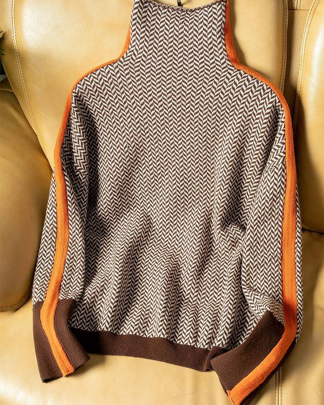 Malou™ | Rollkragenpullover mit auffälligen Kontraststreifen