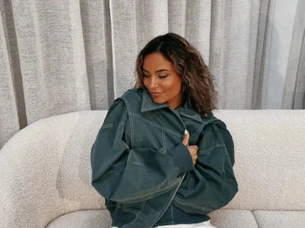 Übergroße Vintage-Lederjacke für lässigen schicken Stil