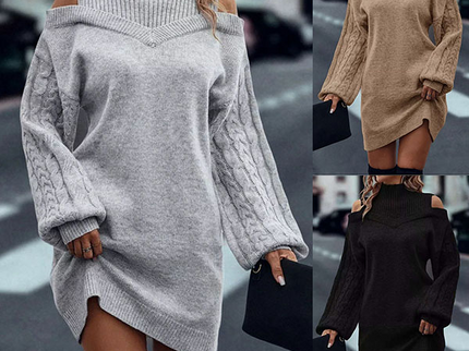 Laira™ – Kleid mit hohem Kragen und Zopfmuster