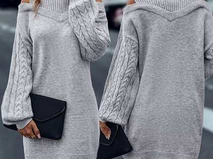 Laira™ – Kleid mit hohem Kragen und Zopfmuster